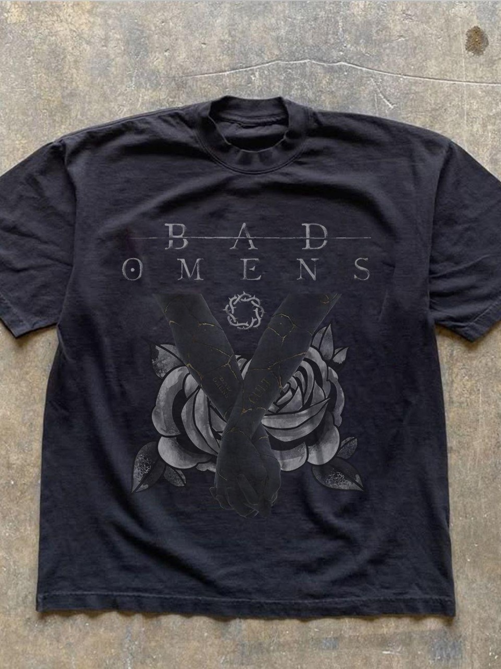 Gildan Black Short Sleeve Tee with 'Bad Omens' Graphic